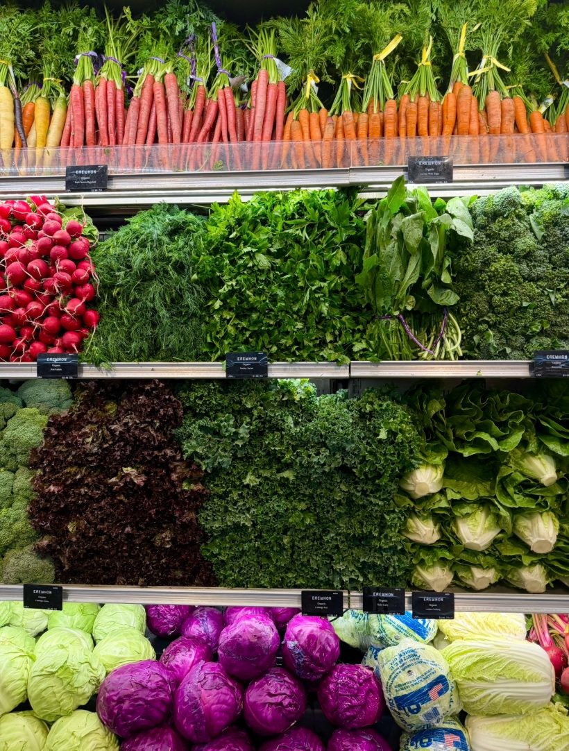 Erewhon organic produce wall